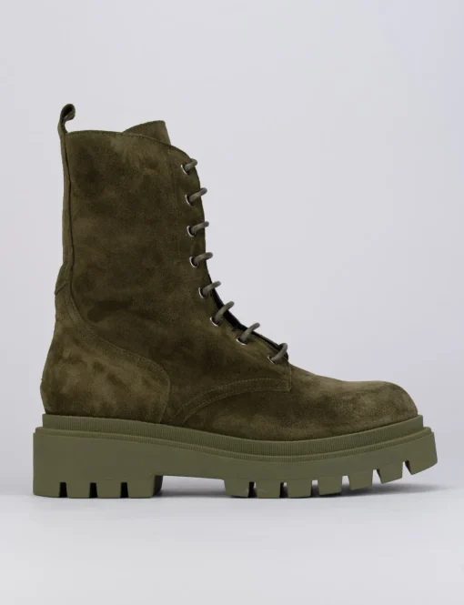 Anfibi tacco 2cm camoscio verde
