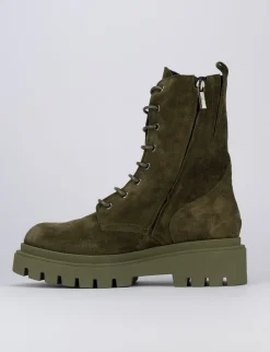 Anfibi tacco 2cm camoscio verde