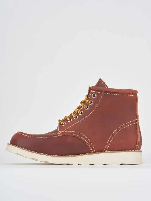 Anfibi tacco 1cm nabuk rosso