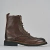 Anfibi tacco 2cm pelle marrone