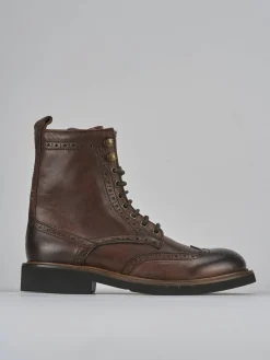 Anfibi tacco 2cm pelle marrone