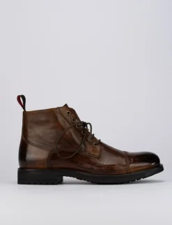 Anfibi tacco 1cm pelle marrone