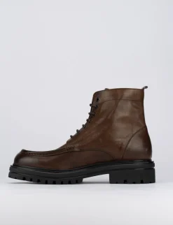 Anfibi tacco 1cm pelle marrone