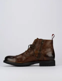 Anfibi tacco 1cm pelle marrone