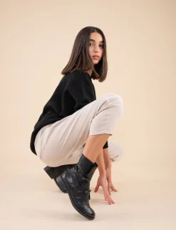 Anfibi tacco 1cm pelle nero