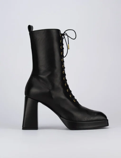 Anfibio stivaletto tacco 10cm nero pelle
