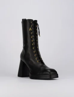 Anfibio stivaletto tacco 10cm nero pelle