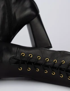 Anfibio stivaletto tacco 10cm nero pelle