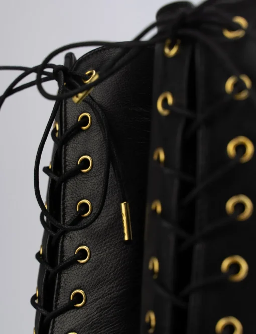 Anfibio stivaletto tacco 10cm nero pelle