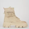 Anfibio tacco 2 cm beige tessuto