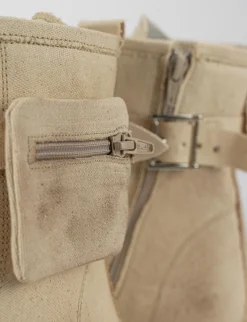 Anfibio tacco 2 cm beige tessuto