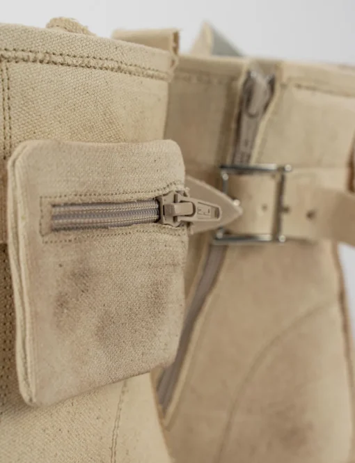 Anfibio tacco 2 cm beige tessuto