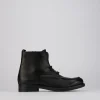 Anfibio tacco 1 cm nero pelle