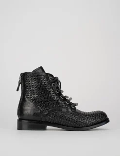 Anfibio tacco 1 cm nero pelle