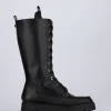 Anfibio tacco 1 cm nero pelle