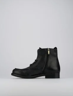 Anfibio tacco 1 cm nero pelle