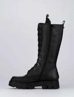 Anfibio tacco 1 cm nero pelle