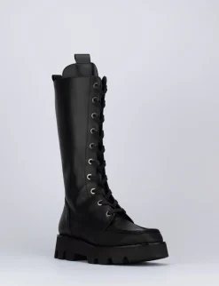 Anfibio tacco 1 cm nero pelle