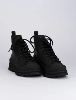 Anfibio tacco 1 cm nero pelle
