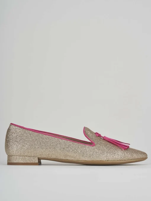 Ballerina tacco 1 cm oro glitter
