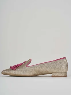 Ballerina tacco 1 cm oro glitter