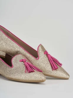 Ballerina tacco 1 cm oro glitter