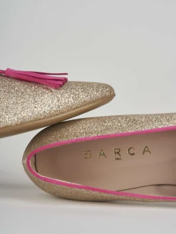 Ballerina tacco 1 cm oro glitter