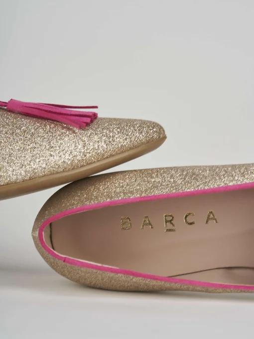 Ballerina tacco 1 cm oro glitter