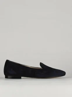 Ballerina babbuccia tacco 1cm blu camoscio
