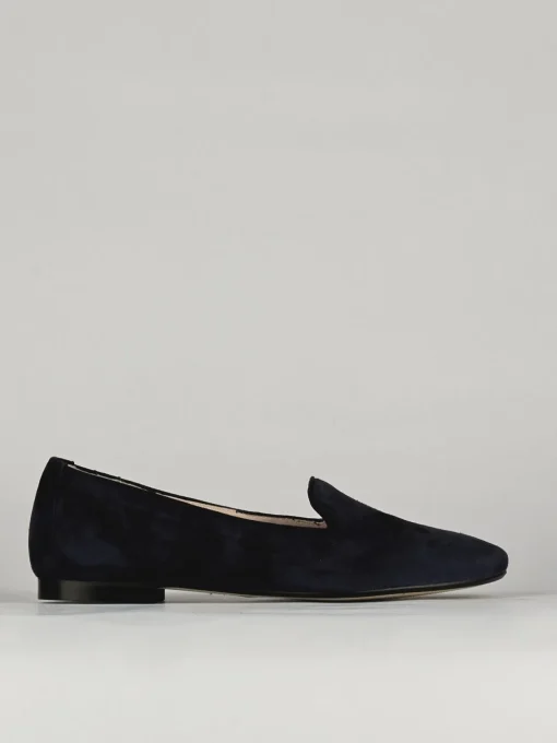 Ballerina babbuccia tacco 1cm blu camoscio