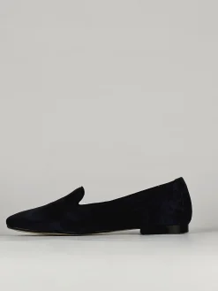 Ballerina babbuccia tacco 1cm blu camoscio