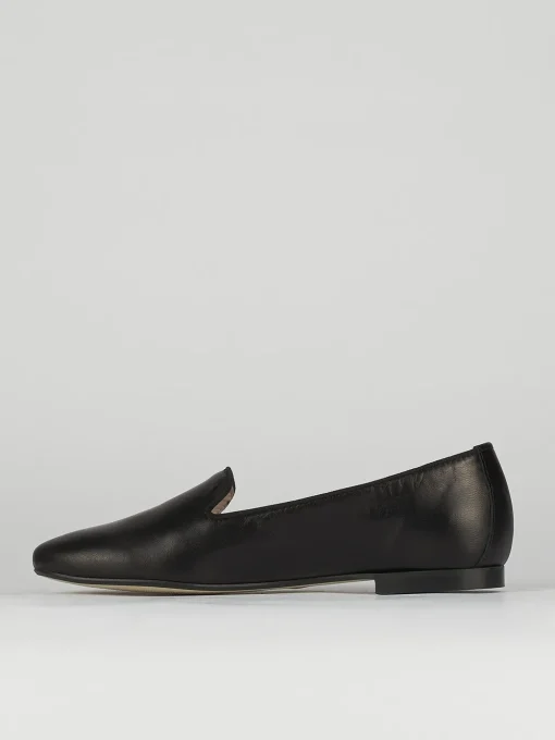 Ballerina babbuccia tacco 1cm nero pelle