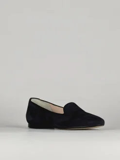 Ballerina babbuccia tacco 1cm blu camoscio