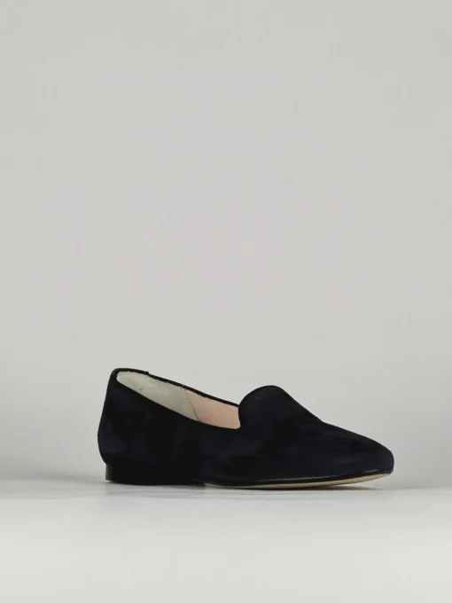 Ballerina babbuccia tacco 1cm blu camoscio