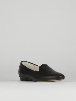 Ballerina babbuccia tacco 1cm nero pelle