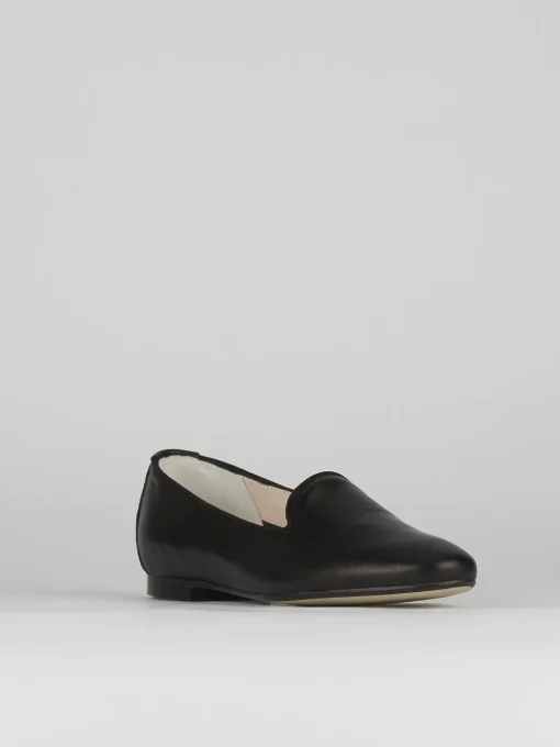 Ballerina babbuccia tacco 1cm nero pelle