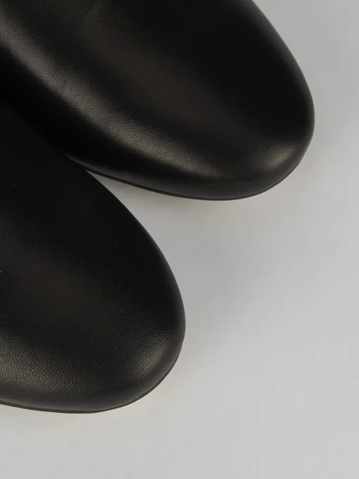 Ballerina babbuccia tacco 1cm nero pelle