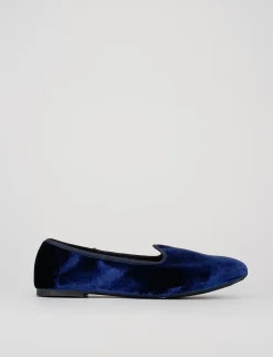 Ballerina friulana tacco 1 cm blu velluto