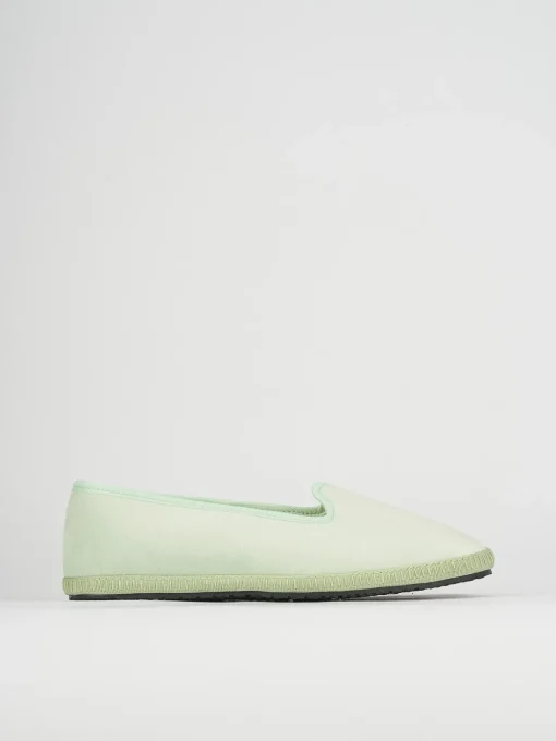 Ballerina friulana tacco 1 cm verde tessuto