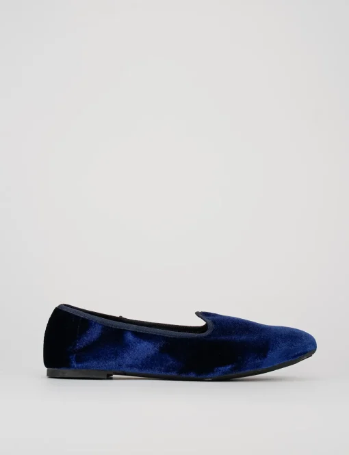 Ballerina friulana tacco 1 cm blu velluto