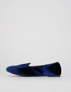 Ballerina friulana tacco 1 cm blu velluto
