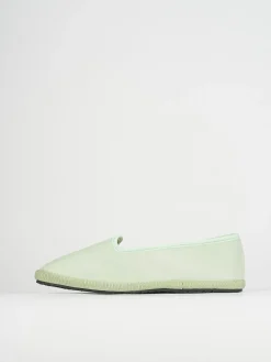 Ballerina friulana tacco 1 cm verde tessuto
