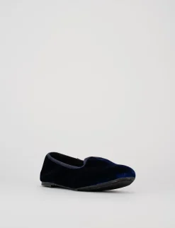 Ballerina friulana tacco 1 cm blu velluto