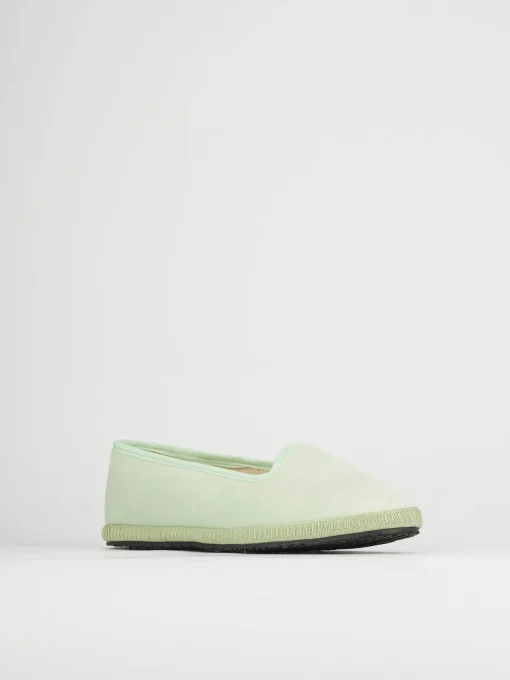 Ballerina friulana tacco 1 cm verde tessuto