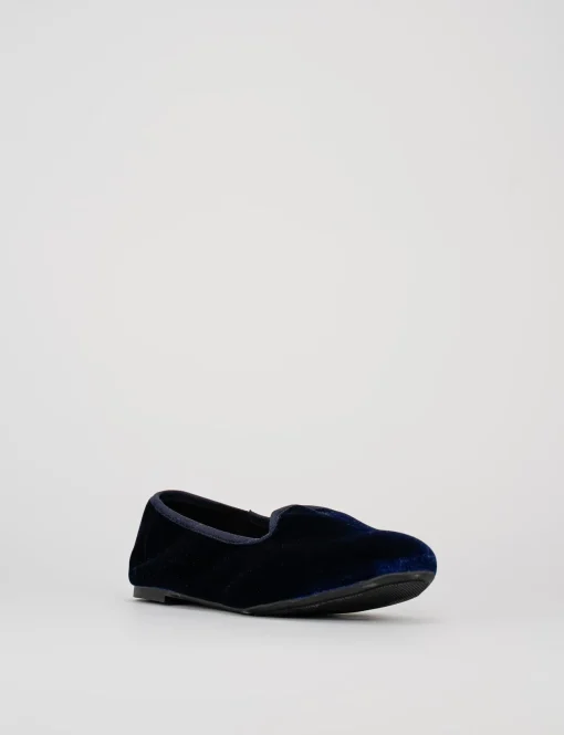 Ballerina friulana tacco 1 cm blu velluto