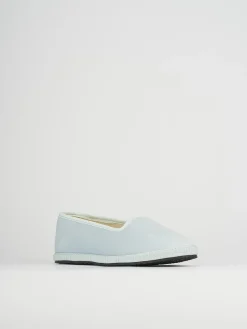 Ballerina friulana tacco 1 cm azzurro tessuto