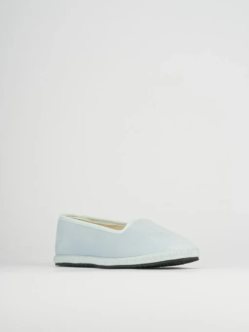 Ballerina friulana tacco 1 cm azzurro tessuto