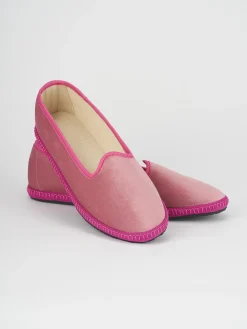 Ballerina friulana tacco 1 cm rosa tessuto