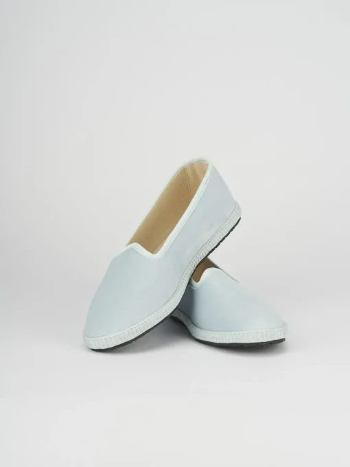 Ballerina friulana tacco 1 cm azzurro tessuto