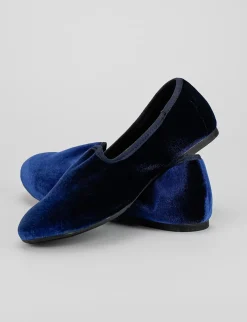 Ballerina friulana tacco 1 cm blu velluto